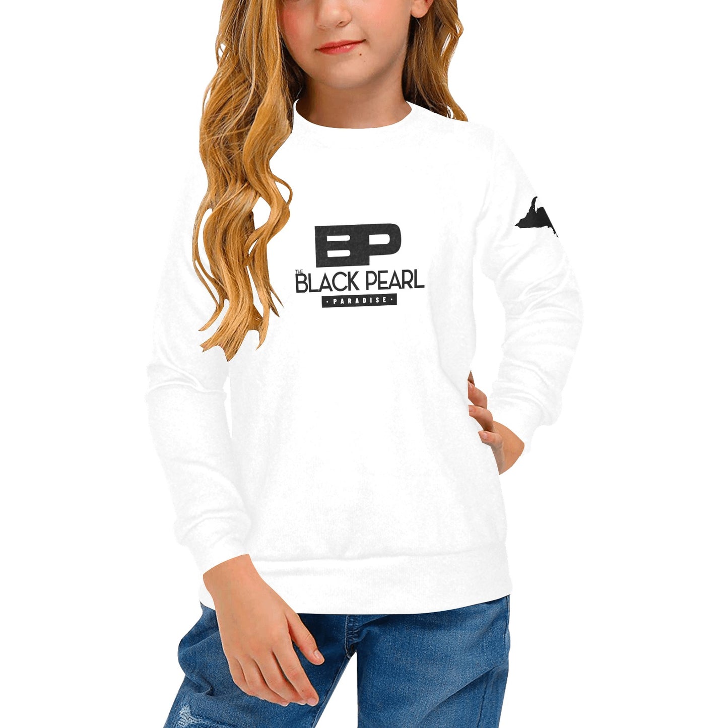 Girls' All Over Print Crew Neck Sweater(H49)