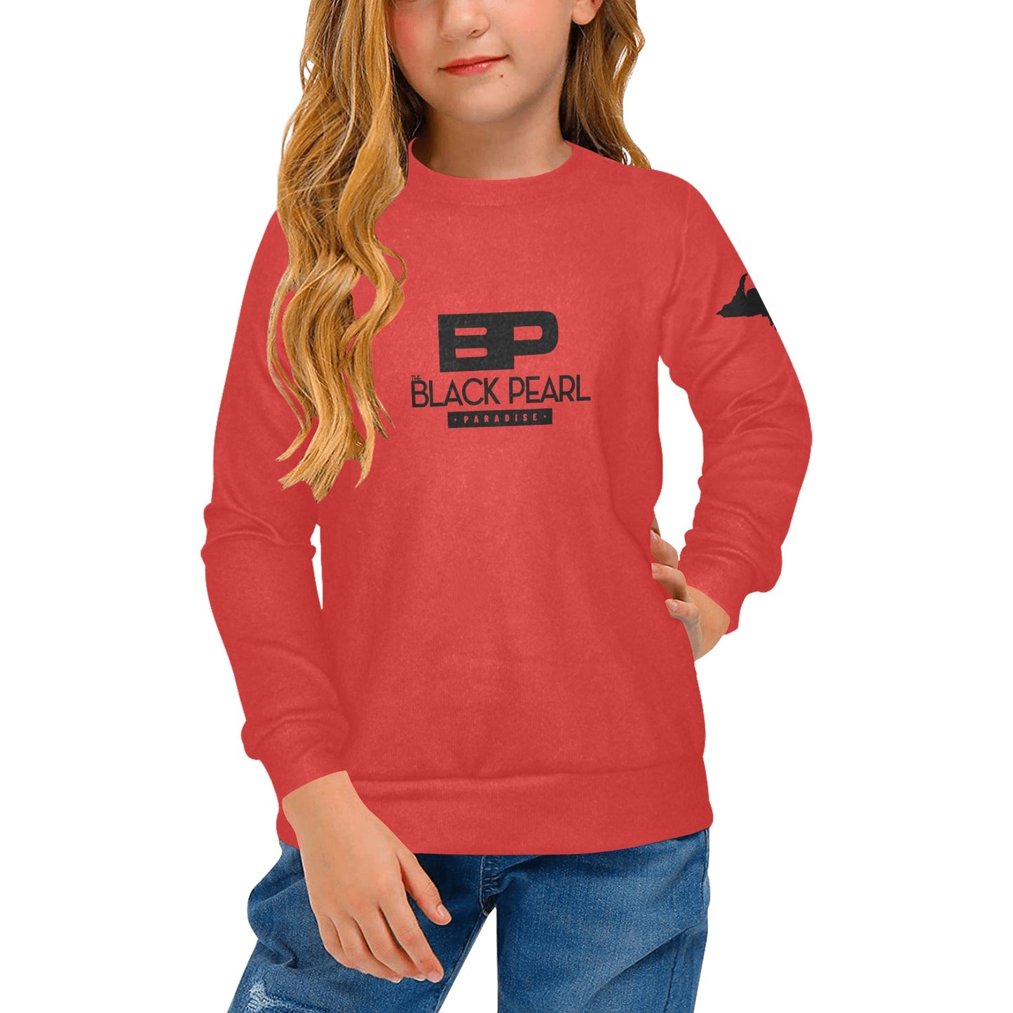 Girls' All Over Print Crew Neck Sweater(H49)