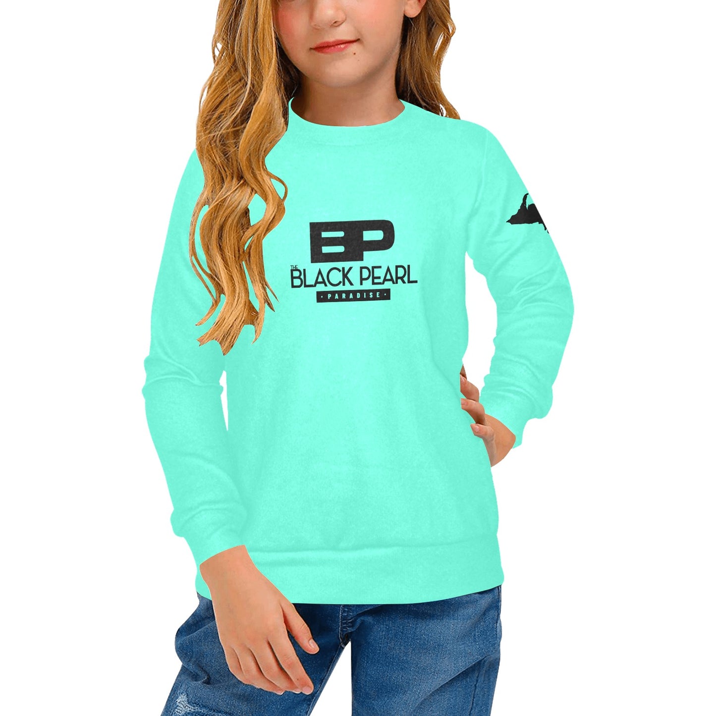 Girls' All Over Print Crew Neck Sweater(H49)