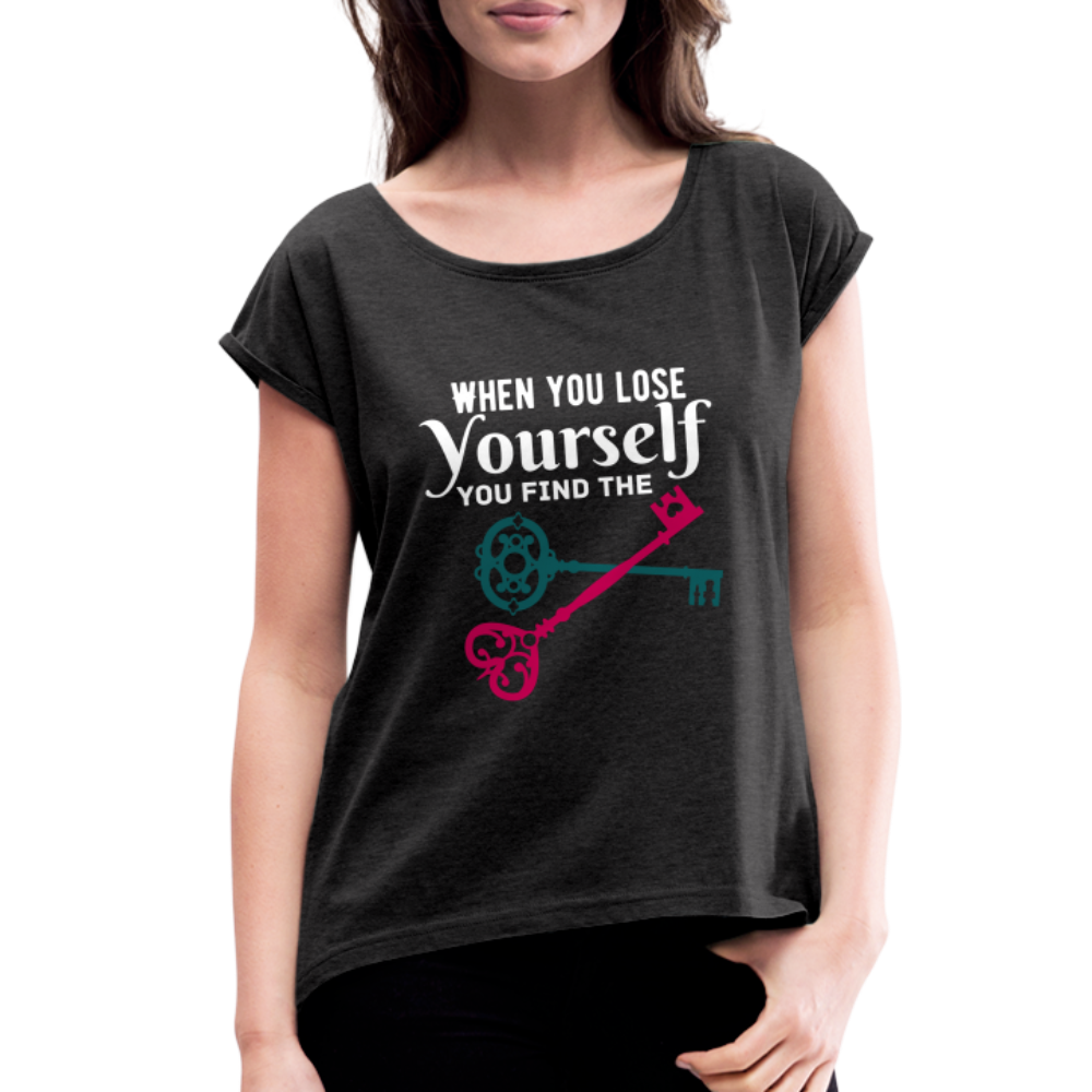 Roll Cuff T-Shirt - heather black