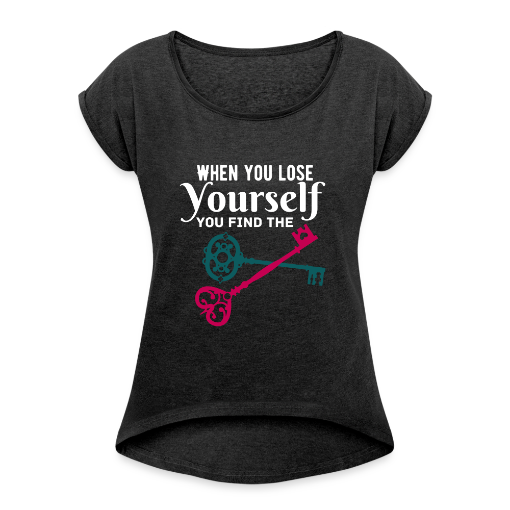 Roll Cuff T-Shirt - heather black