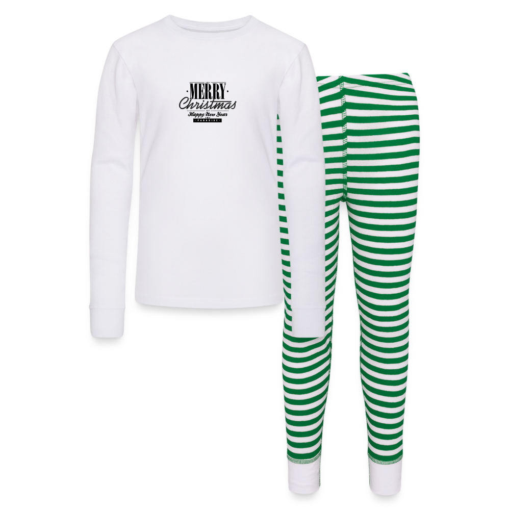 Kids’ Pajama Set - white/green stripe