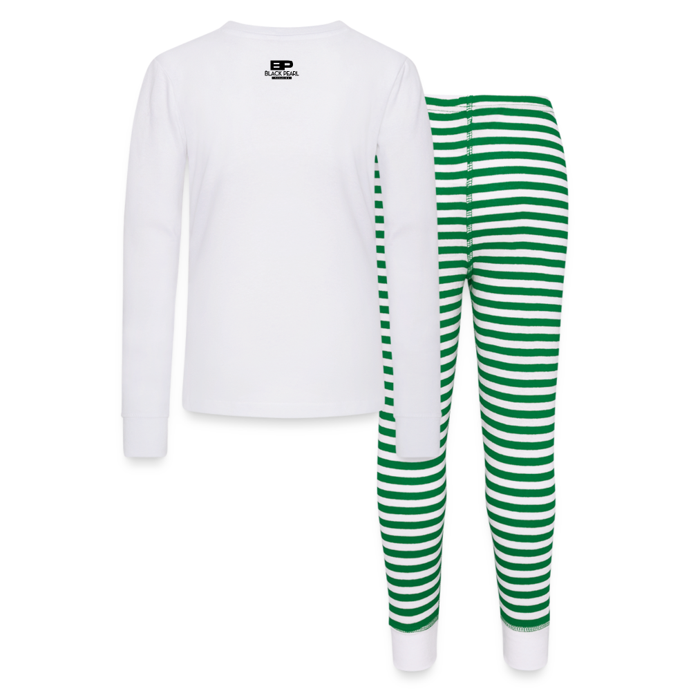 Kids’ Pajama Set - white/green stripe