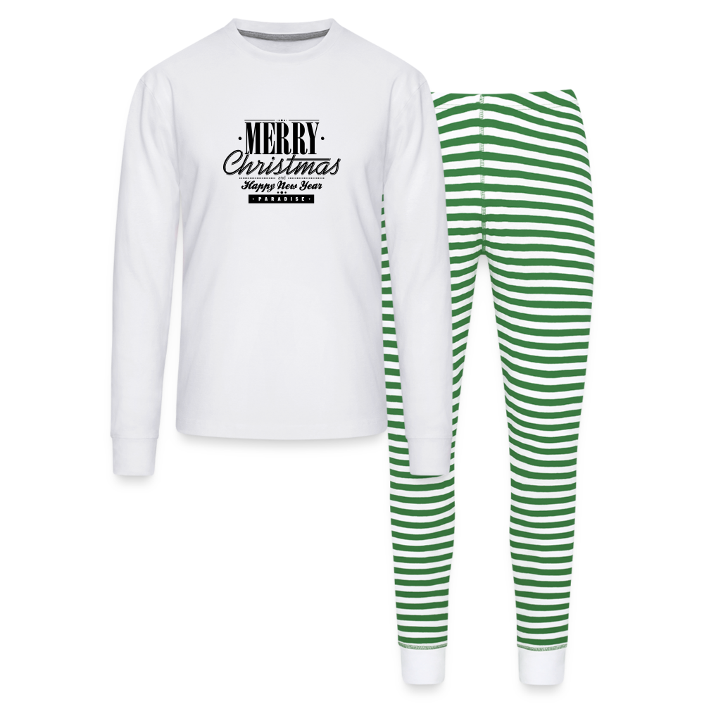 Unisex Pajama Set - white/green stripe