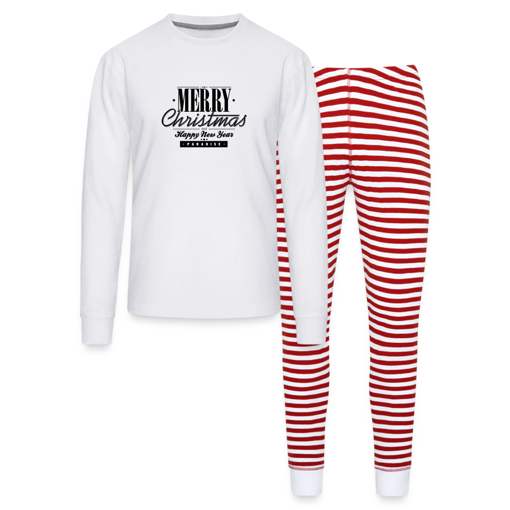 Unisex Pajama Set - white/red stripe