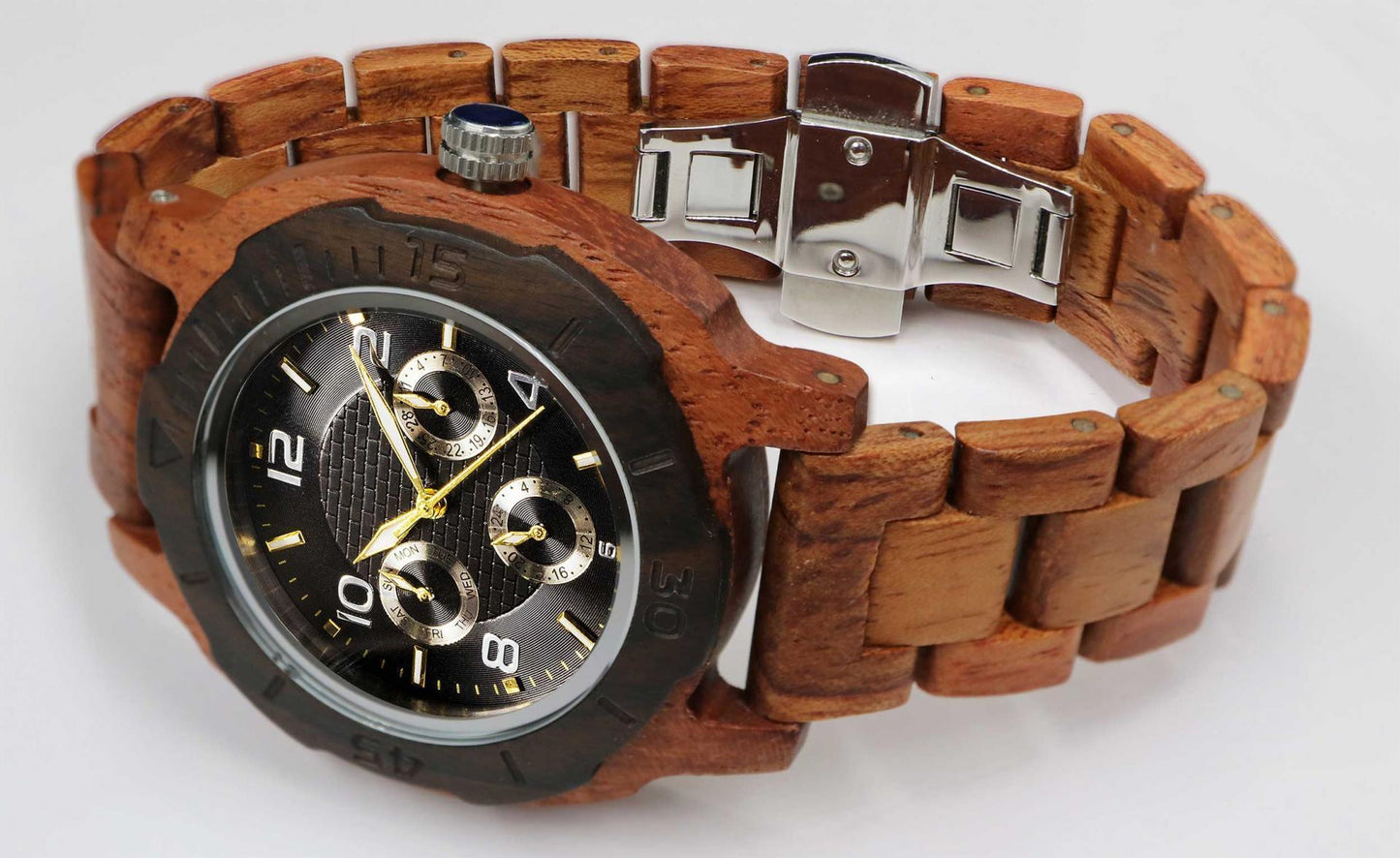 Men's Multi-Function Custom Kosso Wooden Watch - Personalize Your Watch