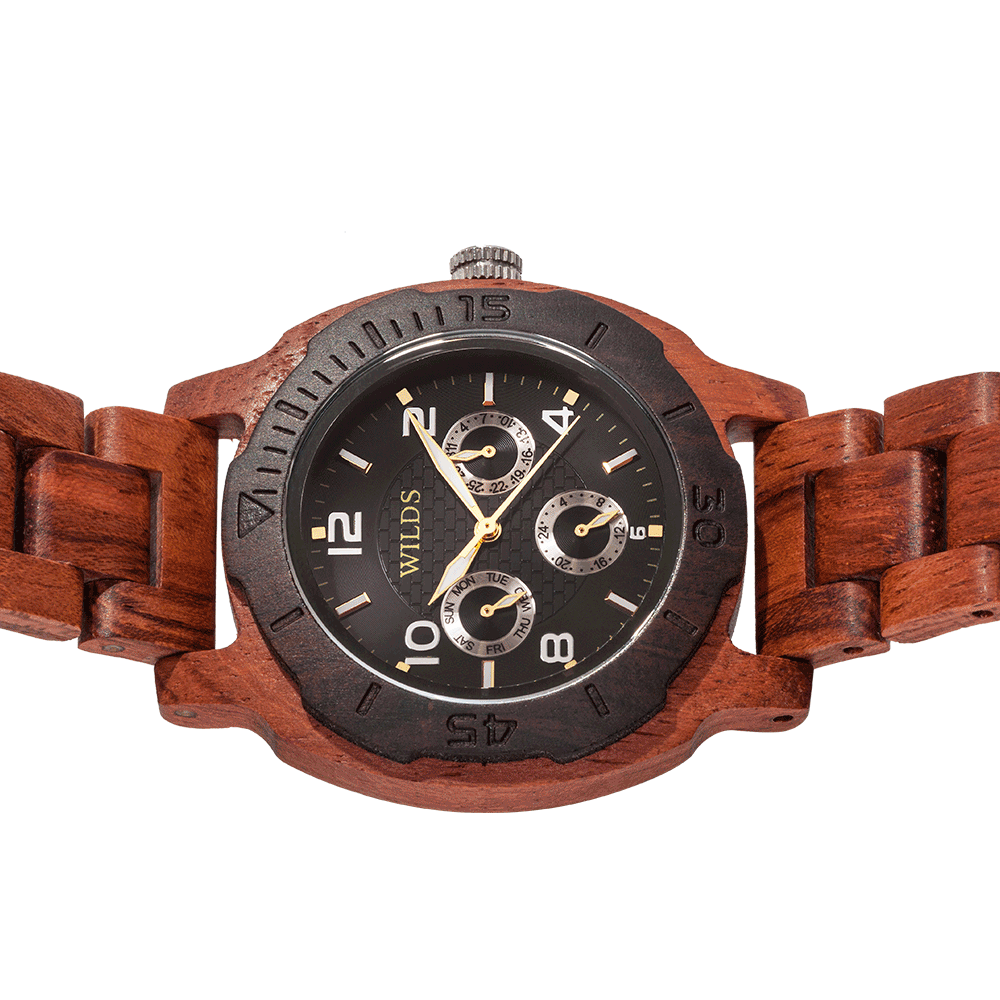 Men's Multi-Function Custom Kosso Wooden Watch - Personalize Your Watch